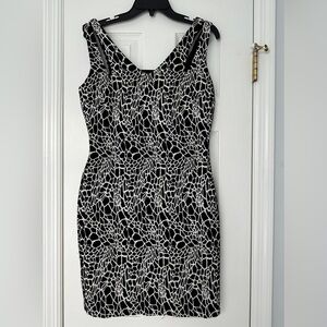 Alberto Makali Sleeveless Dress Black/White Pattern Lined Side Zip Size M